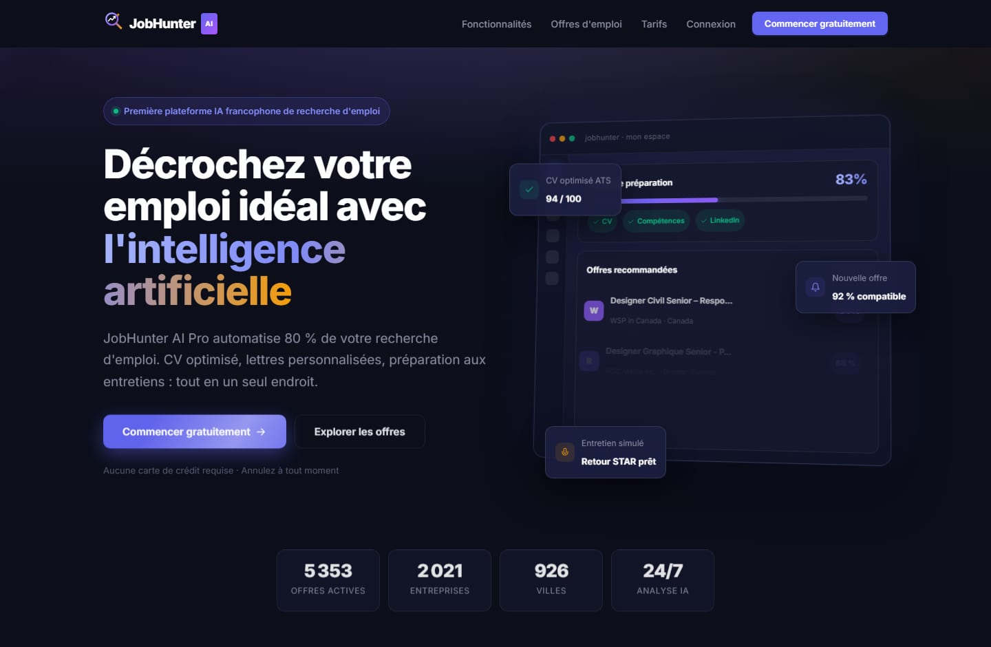 JobHunter AI — recherche d'emploi augmentée par IA
