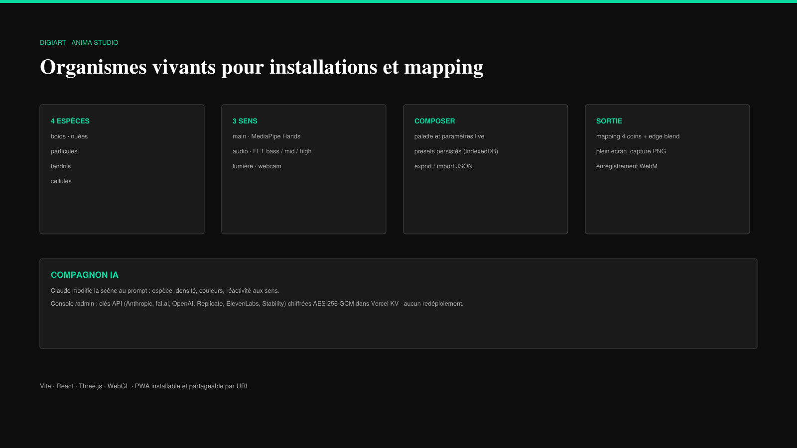 DigiArt — organismes vivants pour installations
